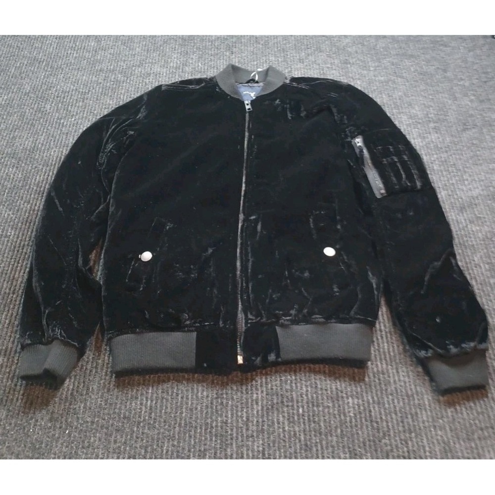 American Eagle Outfitters Womens Bomber Jacket Full Zip Quilted Lined Sz S Black